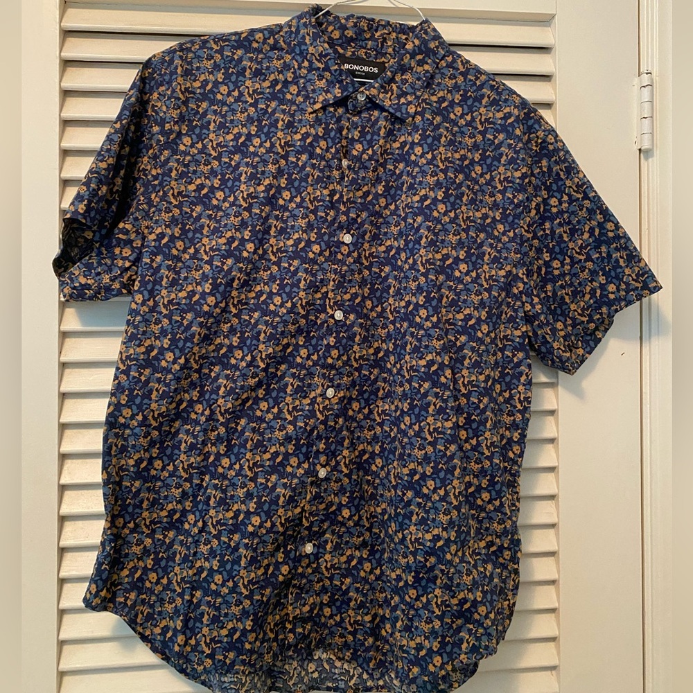 Mens Bonobos print short sleeve button up